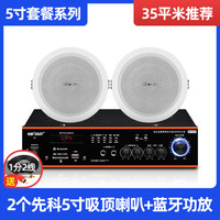 先科吸顶喇叭扬声器套装天花吊顶音响功放无线背景音乐系统同轴音箱家用嵌入式店铺餐厅壁挂消防有线公共广播 蓝牙分区功放+2个5寸吸顶喇叭