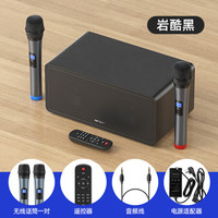 先科OK-67无线话筒一拖二家用唱歌 KTV专用K歌功放机音响卡拉OK话筒 会议室舞台手持专业u段调 话筒一体电视音响(黑) 官方标配