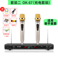先科OK-67无线话筒一拖二家用唱歌 KTV专用K歌功放机音响卡拉OK话筒 会议室舞台手持专业u段调 新手麦霸+充电套装 官方标配