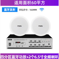 先科(SAST) 吸顶喇叭套装天花吊顶音响蓝牙定压功放机室内家用嵌入式背景音乐餐厅店铺公共广播系统 蓝牙四分区150W功放+2个6.5寸全频吸顶喇叭