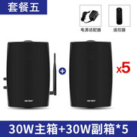 先科 无线蓝牙壁挂音响重低音家用音箱挂墙壁挂式餐厅超市商铺门店公共广播店铺背景音乐套装店铺广播喇叭 1主箱+5副箱