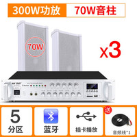 先科F1室外防水音柱功放套装户外壁挂式音响校园背景音乐商店铺门头广播系统工厂学校操场系统车间挂墙音箱 3个70W+五分区调节300W功放