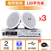 先科S1-5蓝牙吸顶喇叭套装天花板音响吊顶音箱家用3D环绕背景音乐功放嵌入式商场店铺餐厅装修有线广播 3个8寸吸顶喇叭+两分区蓝牙功放