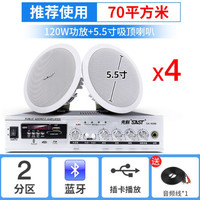  SAST/先科 S1-5 3D环绕 蓝牙吸顶喇叭套装+4个5.5寸吸顶喇叭+两分区蓝牙功放