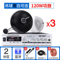 先科(SAST)天花吊球音响蓝牙套装背景音乐奶茶店餐厅咖啡厅超市室内商店铺用音箱吊顶吸顶装悬挂式喇叭 120W功放+吊球*3 白色吊球