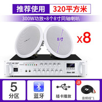 先科 同轴吸顶音响重低音吊顶天花板喇叭套装家用客厅无线蓝牙功放机背景音乐餐厅超市店铺广播嵌入式音箱 8个8寸同轴吸顶+功放