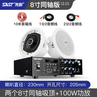 SAST 先科 同轴吸顶音响5.1家庭影院客厅KTV天花店铺蓝牙家用嵌入式功放套装环绕重低音音箱 8寸同轴套装(2.0)