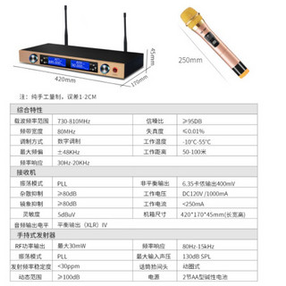 先科（SAST） 先科无线话筒家用唱歌专业ktv卡拉Ok一拖二会议专用金属U段全名K歌可调频麦克风 先科/OK-68