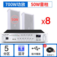 先科（SAST） 户外防水音柱壁挂音响蓝牙功放套装室外店铺挂壁学校室内广播车间操场背景音乐音箱大功率 700W功放+50W音柱*8