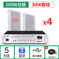 先科（SAST） 户外防水音柱壁挂音响蓝牙功放套装室外店铺挂壁学校室内广播车间操场背景音乐音箱大功率 200W功放+30W音柱*4