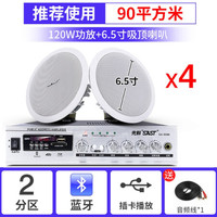 先科(SAST) 吸顶喇叭套装店铺无线蓝牙功放机嵌入式广播天花吊顶音响音箱3D环绕家用客厅背景音乐 120W功放+6.5寸吸顶*4