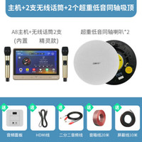 先科智能背景音乐系统套装高音质音箱家庭大音量HiFi嵌入式电脑无线蓝牙3d环绕重低音吸顶音响家用客厅 A8K歌版+2个6.5寸超重低音同轴吸 官方标配