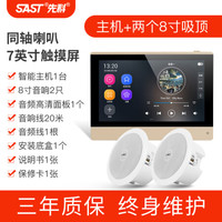 先科X7家庭背景音乐主机套装无线全屋智能家居控制器吸顶音响精灵音箱吊顶音箱嵌入式家装客厅家庭影院 主机+2个8寸同轴吸顶音响 官方标配