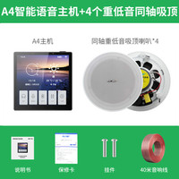 先科ai智能蓝牙家用同轴背景音乐主机嵌入式客厅吸顶音响室内天花吊顶喇叭壁挂功放播放器音箱无线3d环绕 A4主机+4个6.5寸同轴吸顶