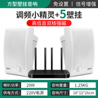 先科K8无线壁挂音响商用蓝牙商铺挂壁式音箱超市餐厅奶茶店服装店铺专用室内广播吊挂环绕背景音乐挂墙喇叭 5个白色无线壁挂+无线发射器