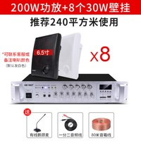 先科(SAST)壁挂音响音箱店铺用室内背景音乐吊顶挂喇叭餐厅超市功放套装门店门头挂墙式商用公共广播 8个音响+功放机 官方标配