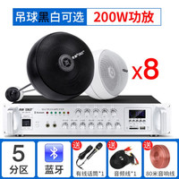 先科(SAST) 天花吊球音响蓝牙功放套装背景音乐奶茶店餐厅咖啡厅超市室内商店铺用音箱吊顶吸顶装喇叭 200W功放+吊球*8 黑色吊球