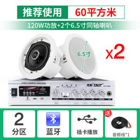 SAST 先科 同轴吸顶喇叭套装店铺无线蓝牙功放机嵌入式天花吊顶音响音箱3D环绕家用客厅背景音乐 120W功放+6.5吸顶