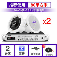 先科(SAST) 同轴吸顶喇叭套装店铺无线蓝牙功放机嵌入式天花吊顶音响音箱3D环绕家用客厅背景音乐 180W功放+8寸吸顶*2