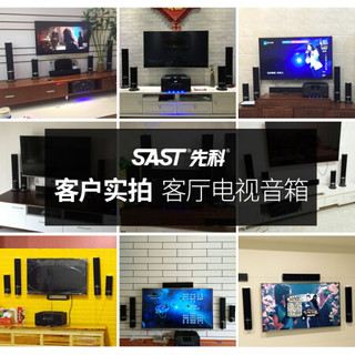 SAST 先科 A16蓝牙5.1家庭影院音响套装家用电视客厅壁挂落地环绕音箱功放机K歌无线话筒HIF 黑色豪华版-配置1（壁挂落地两用）