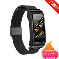 OLOEY智能手环蓝牙耳机二合一多功能通话男女血压心率计步运动防水手表 K12米兰钢带黑色-送800毫安座充 官方标配
