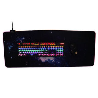 适用RGB超大发光鼠标垫锁边织物幻彩灯游戏垫电脑键盘垫 蓝色D图(F302)