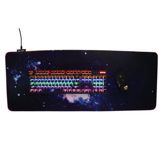 适用RGB超大发光鼠标垫锁边织物幻彩灯游戏垫电脑键盘垫 蓝色D图(F302)
