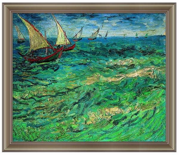 雅昌梵高帆船海景6758cm装饰画油画布
