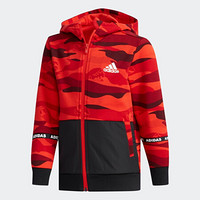 阿迪达斯官网 adidas LB SPACER JKT 小童春秋训练针织连帽夹克外套DY9227 红/黑 104CM