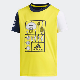 阿迪达斯官网 adidas LB SS CL TEE1 小童训练运动短袖T恤DW4101 亮黄/学院藏青蓝 122CM