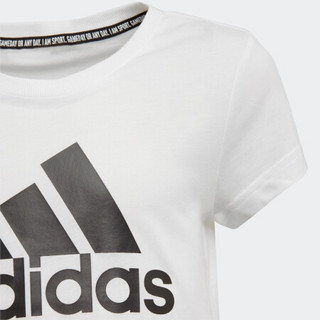 阿迪达斯官网 adidas YG MH BOS TEE 大童装训练运动短袖T恤ED4604 白/黑 152CM