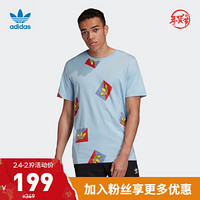 阿迪达斯官网 adidas 三叶草 AOP DIAG TEE 男装运动短袖T恤FM3343 粉蓝/多色 M(参考身高:179~185CM)