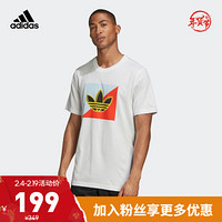 阿迪达斯官网adidas 三叶草 DIAGONAL LOGO T男运动短袖T恤FM3389 白 M(参考身高:179~185CM)