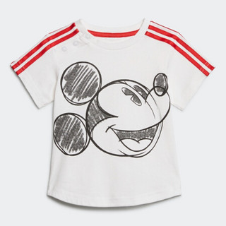 阿迪达斯官网 Disney迪士尼联名系列婴童装训练短袖运动套装GD3724 白/鲜红 中麻灰/鲜红 98CM