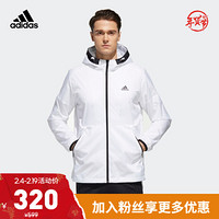 阿迪达斯官网 adidas MH WB CLEAN 男装秋季运动型格夹克外套GF3976 白/黑色 A/L(180/100A)