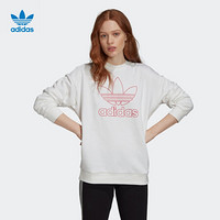 阿迪达斯官网adidas 三叶草 TRF CREW SWEAT女装秋季运动卫衣GD2281 白/能量粉 36(参考身高:166~170CM)