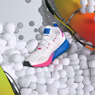 阿迪达斯官网adidas 三叶草 ZX 2K BOOST W女鞋经典运动鞋FY0605 白/粉/蓝 37(230mm)