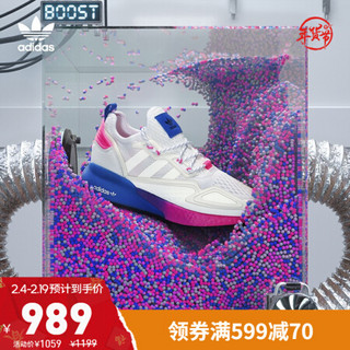 阿迪达斯官网adidas 三叶草 ZX 2K BOOST W女鞋经典运动鞋FY0605 白/粉/蓝 37(230mm)