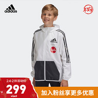 阿迪达斯官网adidas CLEOFUS联名男儿童装秋季训练运动梭织夹克外套GG3657 白/黑色 128CM