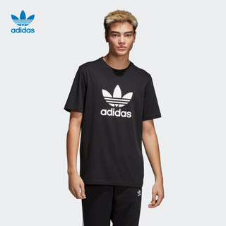 阿迪达斯官网adidas 三叶草TREFOIL T-SHIRT男装经典运动短袖T恤CW0709 黑色 M(参考身高:179~185CM)