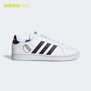 阿迪达斯官网adidas neo GRAND COURT蛋黄哥联名男女鞋运动鞋FY3022 白/一号黑/金 44.5(275mm)