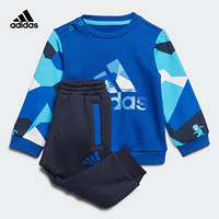 阿迪达斯官网 adidas IN AOP CREW SET 婴童装训练运动套装GG3476 皇家蓝/传奇墨水蓝 80CM