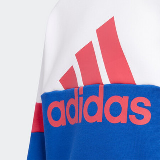 阿迪达斯官网 adidas YG FL CREW 大童装训练运动卫衣GP7216 白/能量粉/皇家蓝 164CM