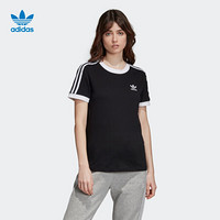 阿迪达斯官网 adidas 三叶草 3 STR TEE 女装夏季运动短袖T恤ED7482 黑色 34(参考身高:164~167CM)