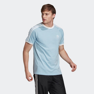 阿迪达斯官网 adidas 三叶草 3-STRIPES TEE男装运动短袖T恤FM3773 粉蓝 2XL(参考身高:188~192CM)