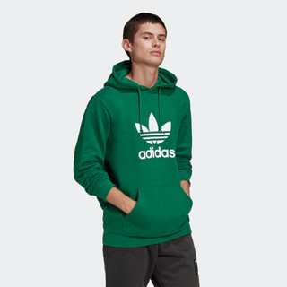 阿迪达斯官网adidas三叶草TREFOIL HOODIE男装春秋经典连帽套头衫运动卫衣GJ8300 深绿/白 L(参考身高:185~188CM)