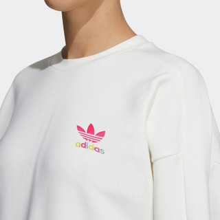 阿迪达斯官网 adidas 三叶草 Crew Sweat 女装运动卫衣GV2932 汉玉白/黄 40(参考身高:170~175CM)