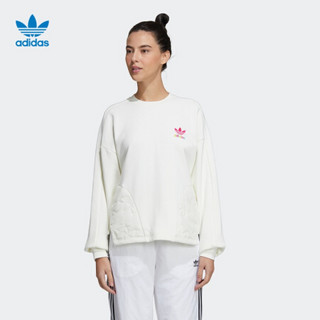 阿迪达斯官网 adidas 三叶草 Crew Sweat 女装运动卫衣GV2932 汉玉白/黄 40(参考身高:170~175CM)