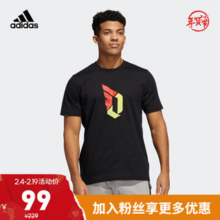 阿迪达斯官网 adidas DAME LOGO 男装篮球运动短袖T恤GE4128 黑色 J/XO(185/104A)