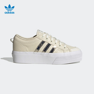 阿迪达斯官网adidas三叶草 NIZZA PLATFORM W女子经典运动鞋FY6739 米色/白/银金属 39(240mm)